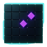 Mines 5x5 Gitter mit aufgedecktem Edelstein und Neon-Rahmen als Rainbet Casino Original